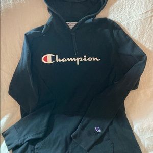 Mens Size Lg Blk HOODIE CHAMPION